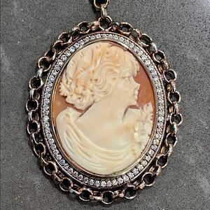 Amedeo Carved Shell Cameo Pendant Necklace